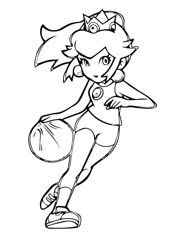 Prinsesse Peach Spiller Basketbold Tegninger til Farvelægning