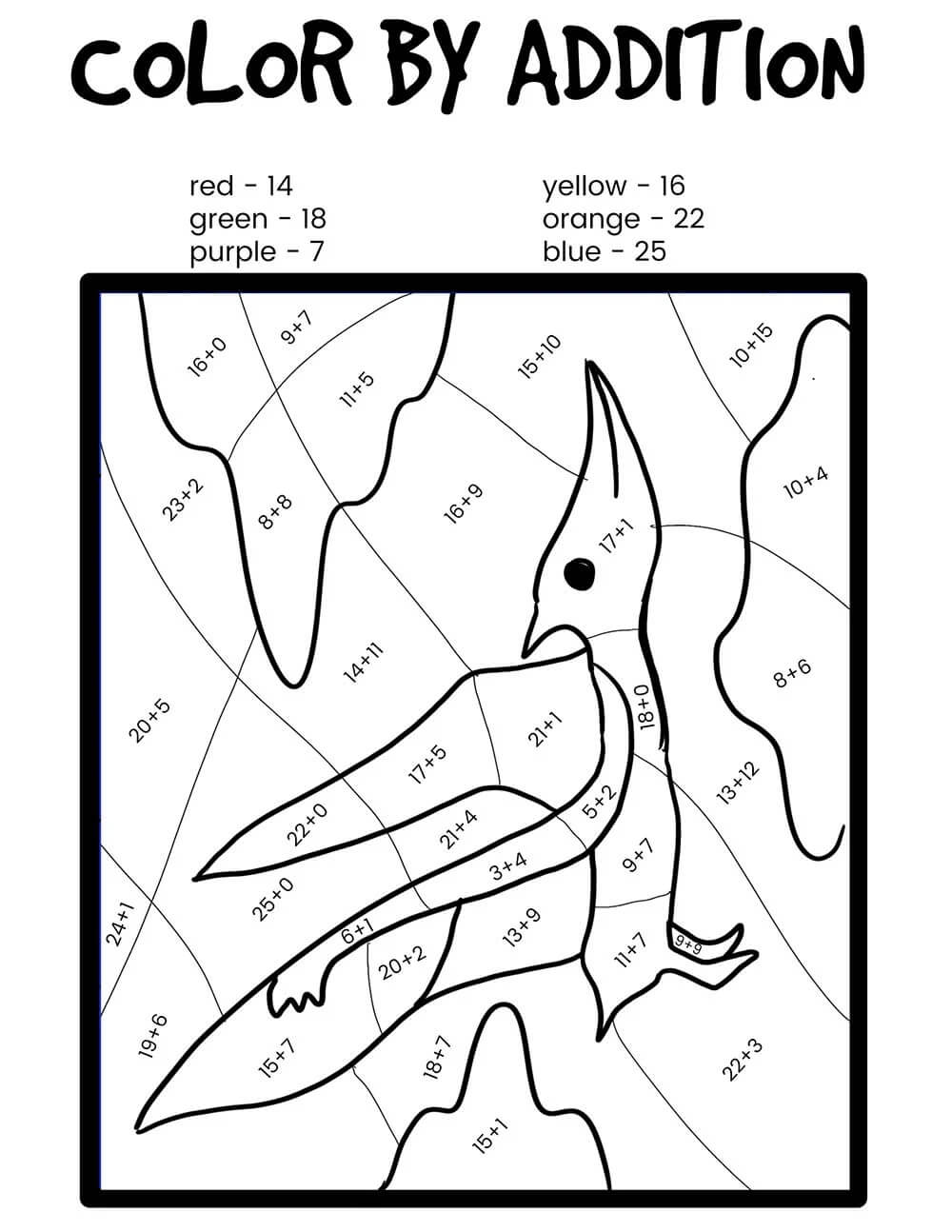 Pteranodons Farve Efter Nummer Tegninger til Farvelægning