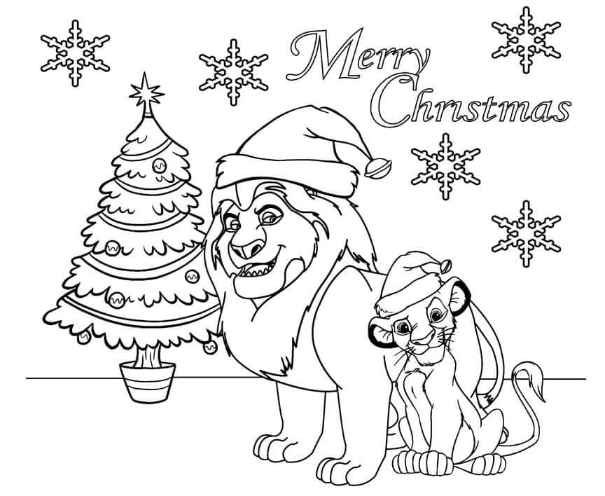 Simba Og Mufasa I Julen Tegninger til Farvelægning