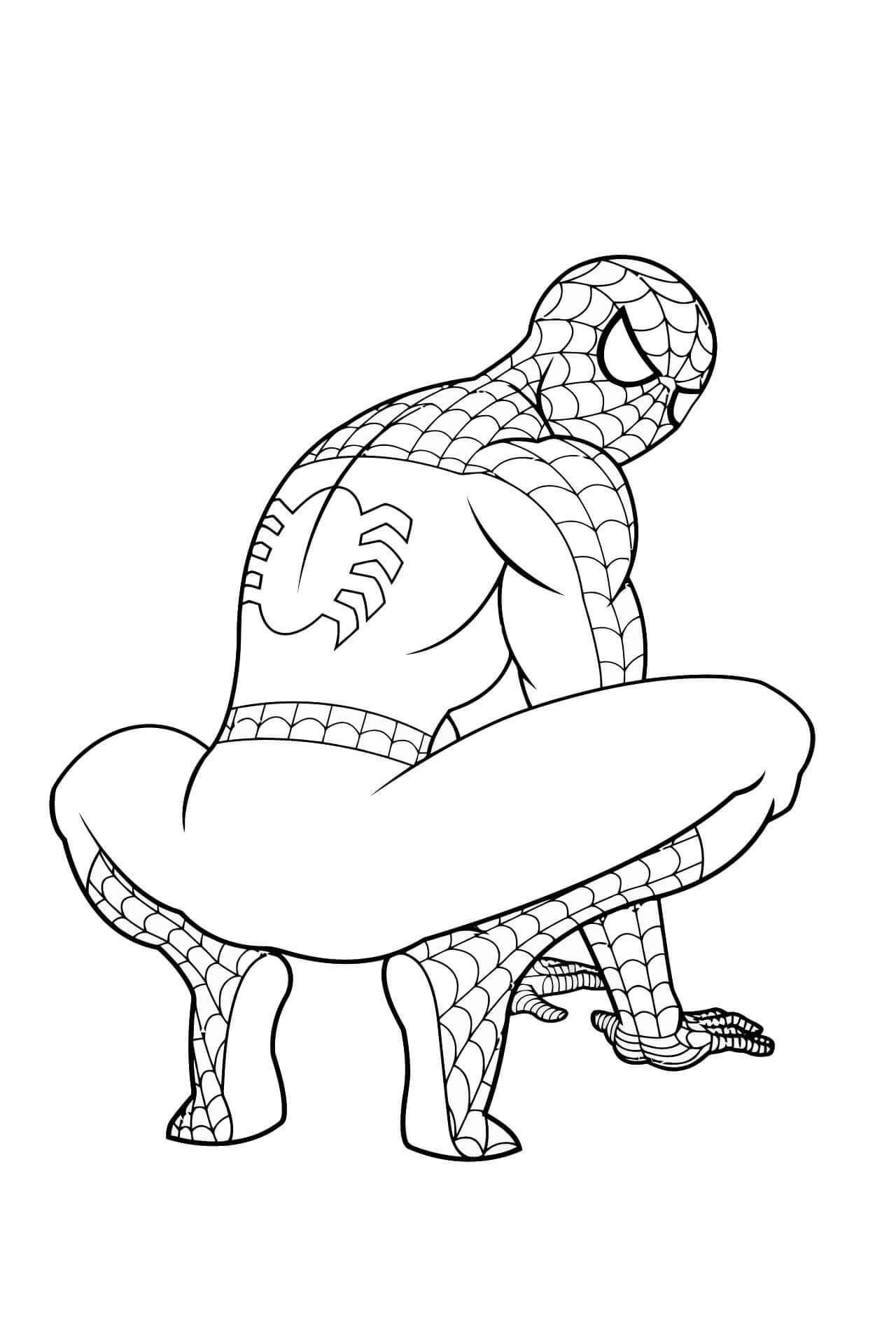 Simpel Spiderman Tegninger til Farvelægning