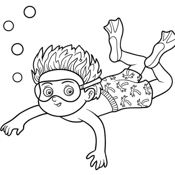 Sjov Børnesvømning Tegninger til Farvelægning
