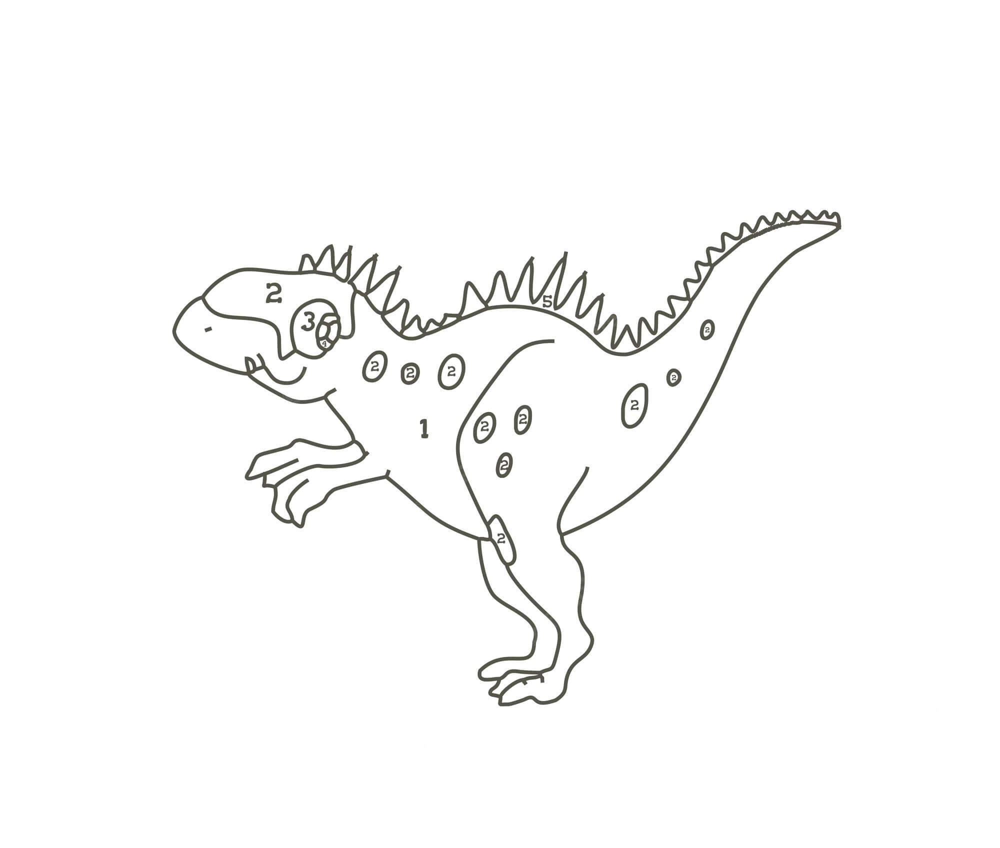 Sjov Dinosaur Farve Efter Nummer Tegninger til Farvelægning