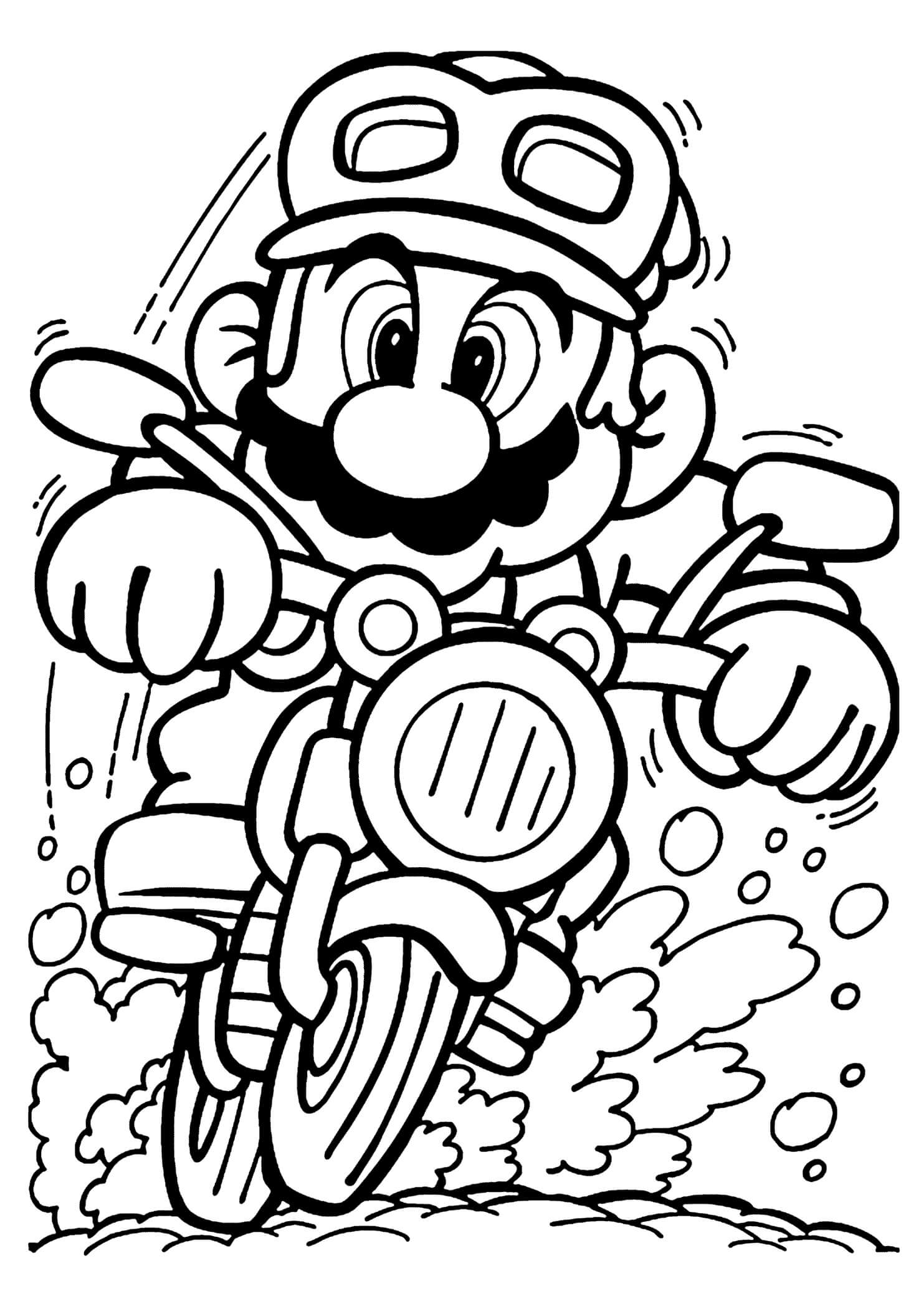 Sjov Mario Køremotor Tegninger til Farvelægning