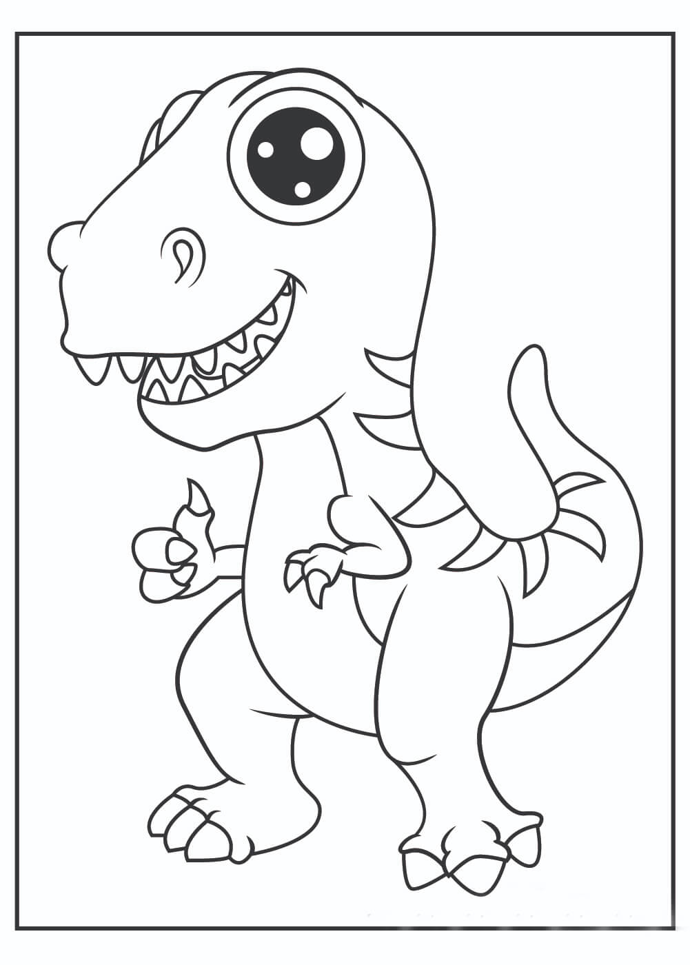Sjov T-Rex Tegninger til Farvelægning