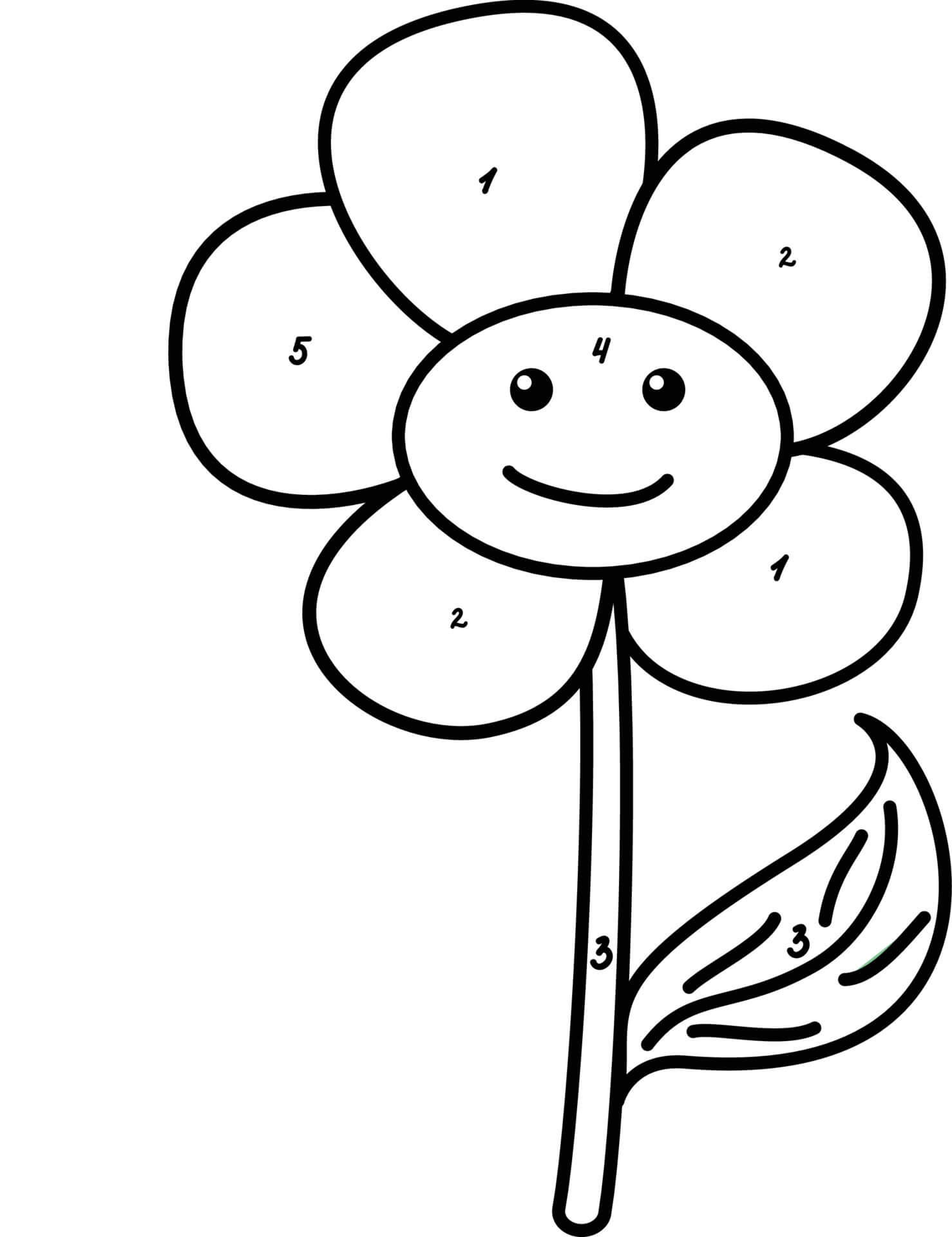Smilende blomst farve efter nummer Tegninger til Farvelægning