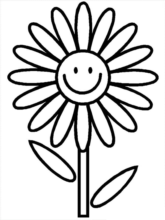 Smilende Blomst Tegninger til Farvelægning