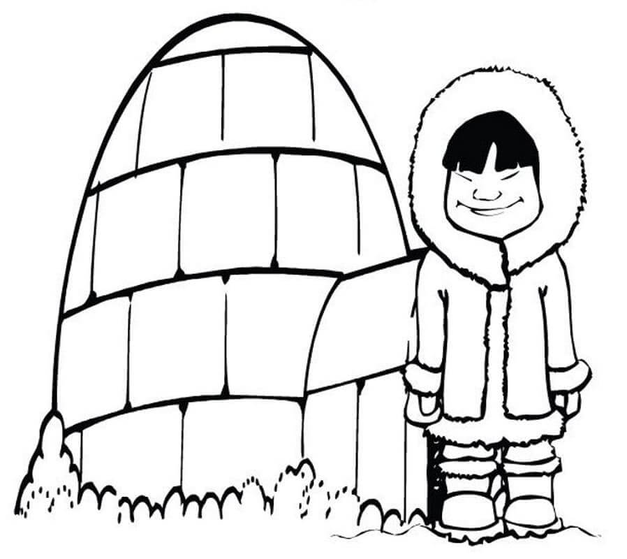 Smilende dreng med iglo Tegninger til Farvelægning