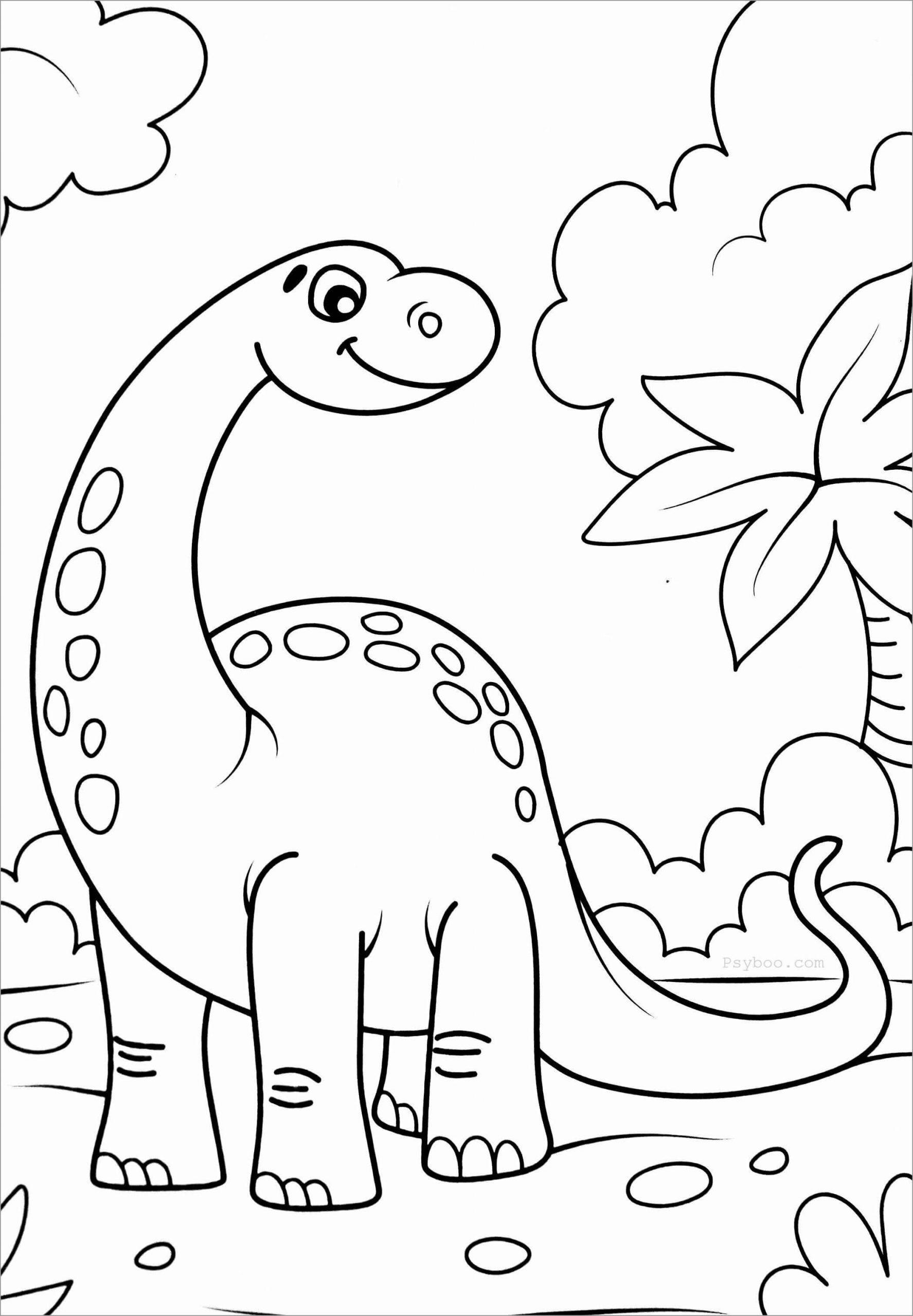 Smilende Langhalset Dinosaur Tegninger til Farvelægning