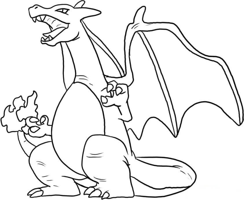 Snarling Charizard Tegninger til Farvelægning