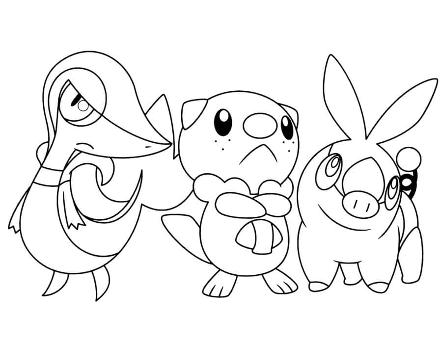 Snivy Oshawott Tepig Tegninger til Farvelægning