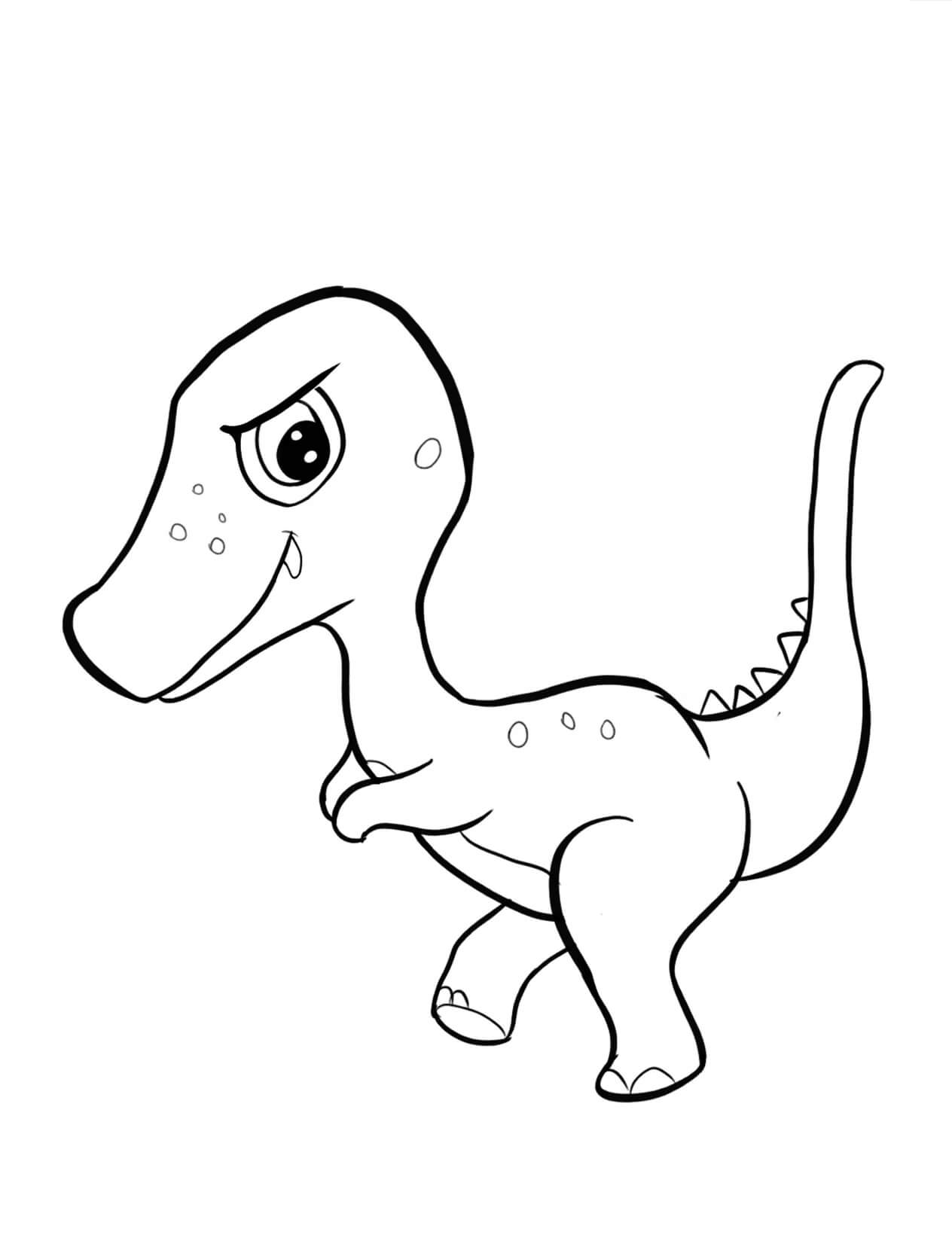 Sød Dinosaur Tegninger til Farvelægning
