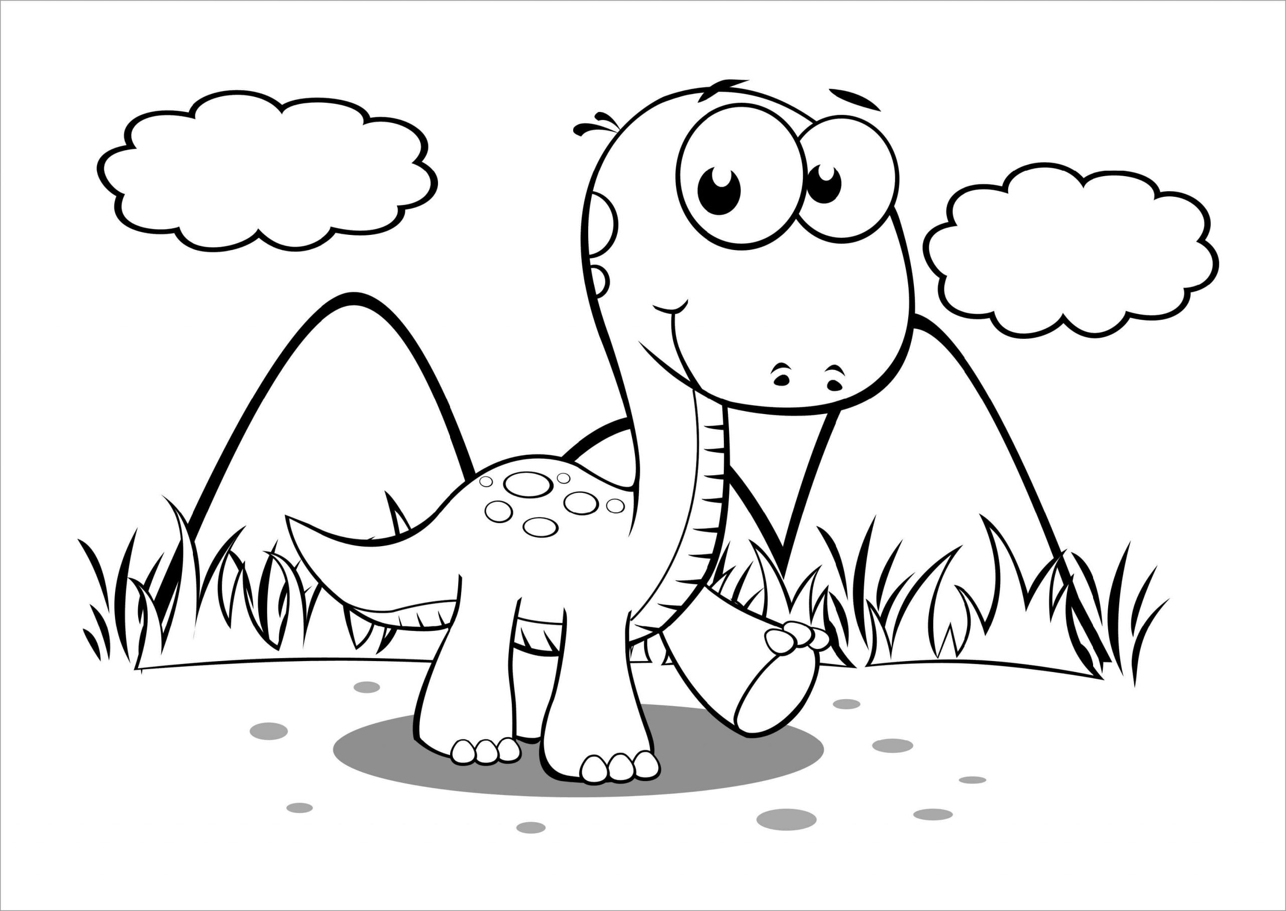 Sød Dinosaur Gående Tegninger til Farvelægning