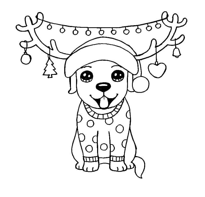 Sød Hund I Julen Tegninger til Farvelægning