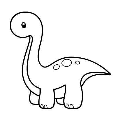 Sød Langhalset Dinosaur Tegninger til Farvelægning