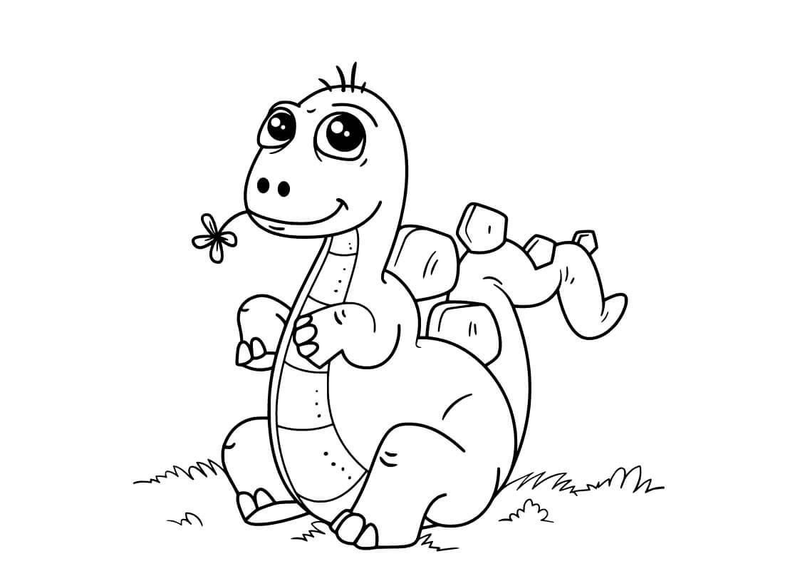 Sød Lille Dinosaur Tegninger til Farvelægning