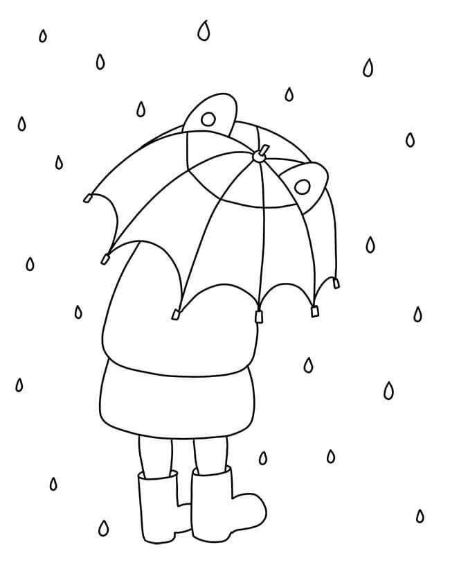 Sød Paraply Tegninger til Farvelægning