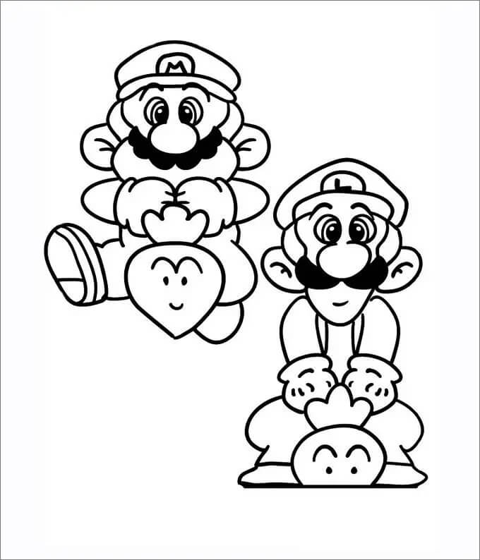 Søde Mario Og Luigi Tegninger til Farvelægning