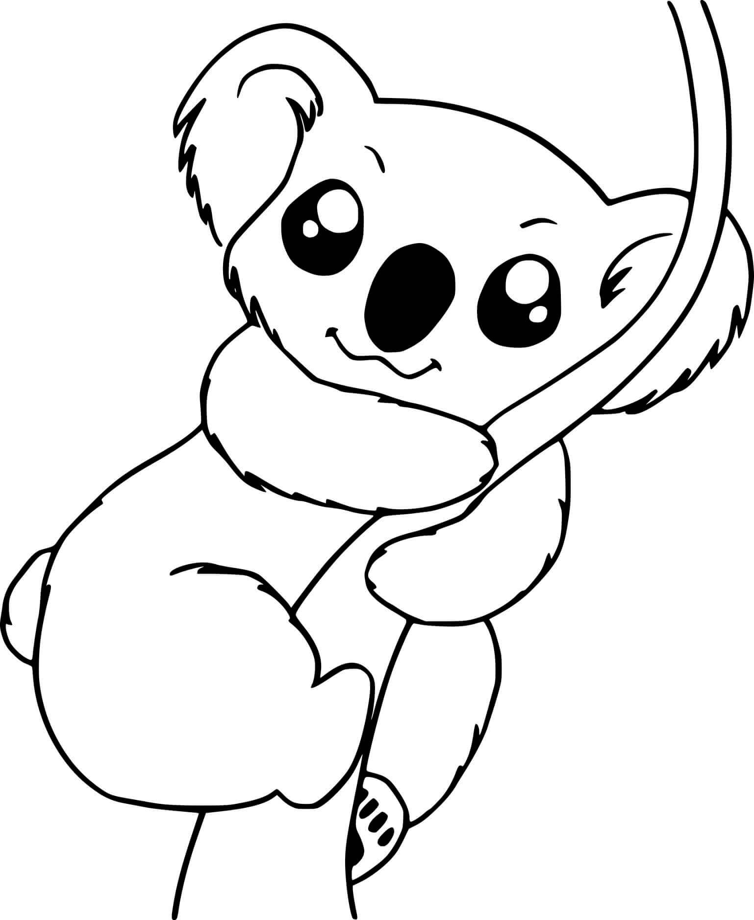 Sødt Koala Klatretræ Tegninger til Farvelægning