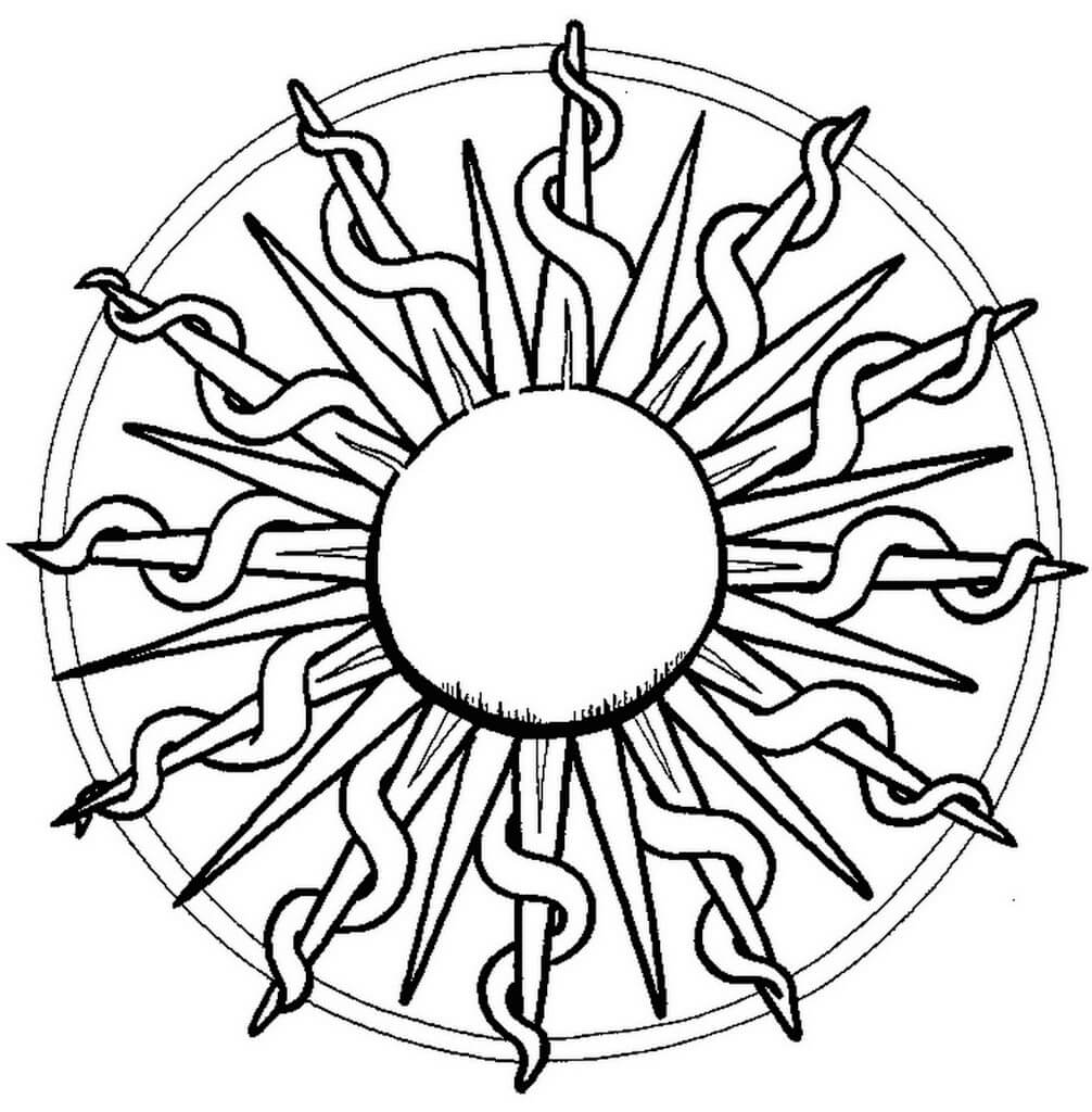 Sol Mandala Tegninger til Farvelægning