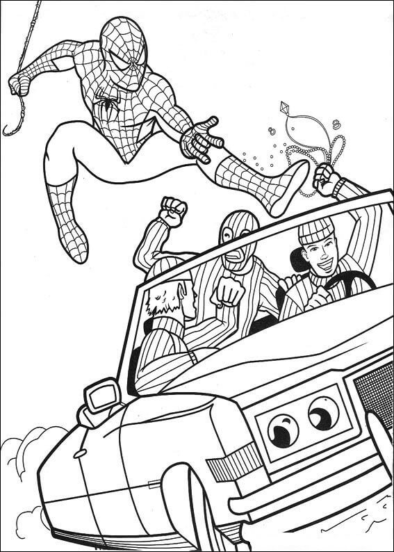 Spiderman Fanger Kriminelle Tegninger til Farvelægning