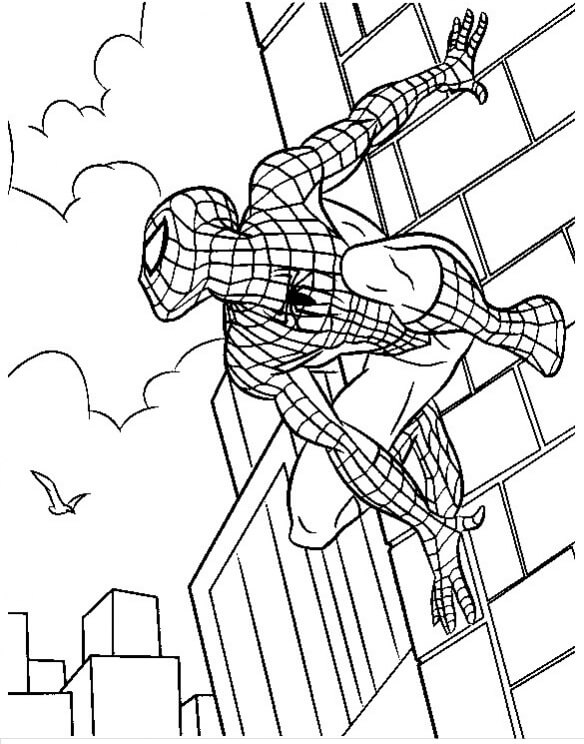 Spiderman Klatring I Byen Tegninger til Farvelægning