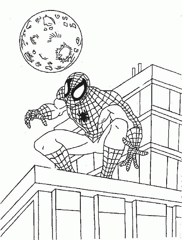 Spiderman På Taget Tegninger til Farvelægning