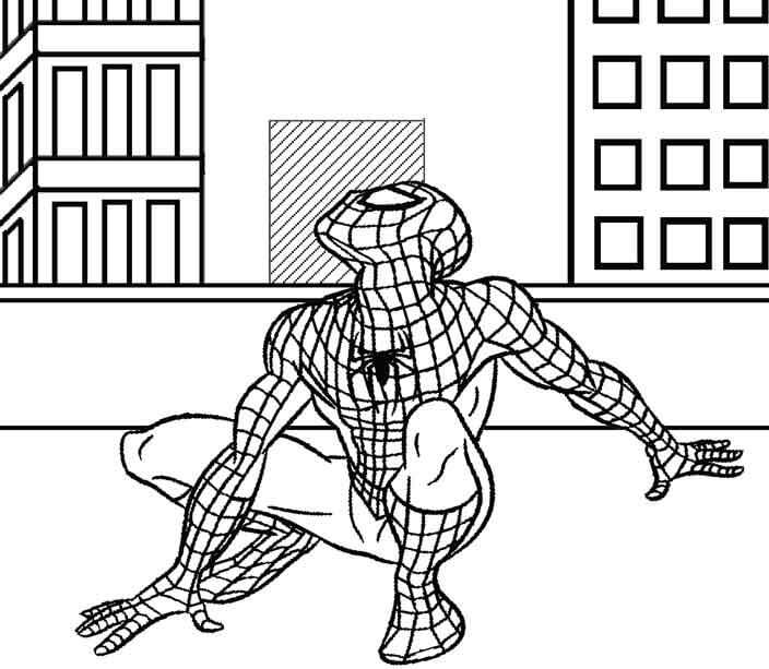 Spiderman Ser Op Mod Himlen Tegninger til Farvelægning