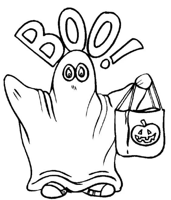 Spøgelse I Halloween Tegninger til Farvelægning