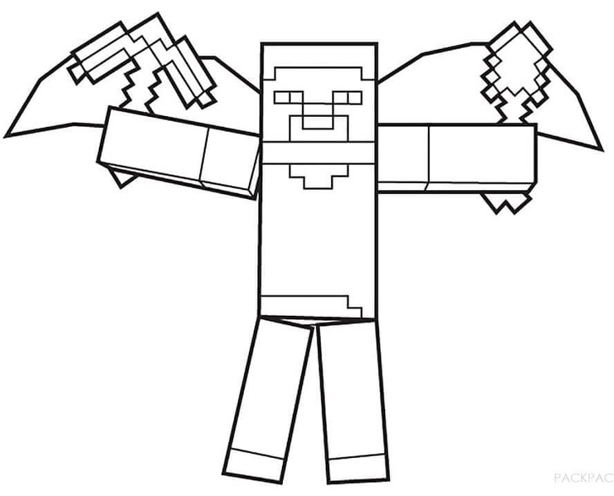 Steve I Minecraft Tegninger til Farvelægning