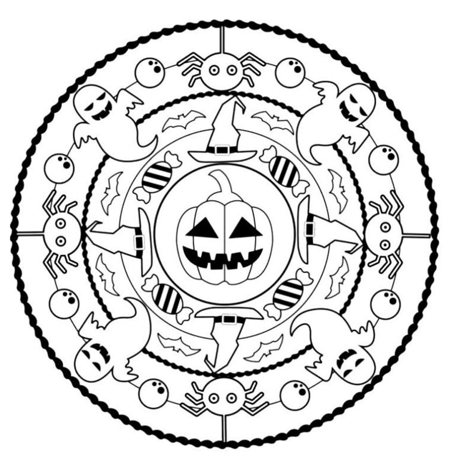Store Halloween Mandala Tegninger til Farvelægning