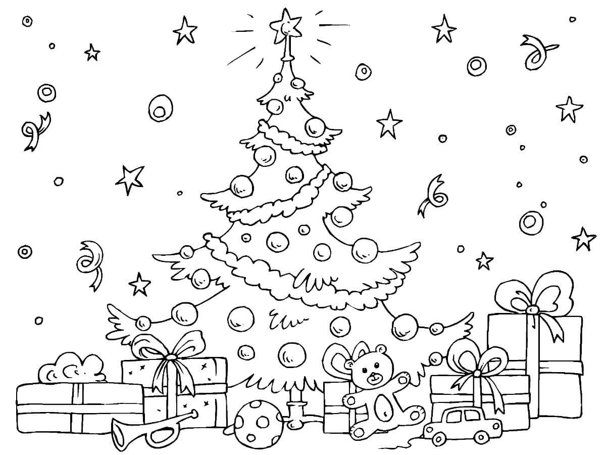 Stort Juletræ Tegninger til Farvelægning