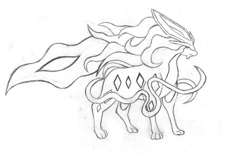 Suicune Lineart Tegninger til Farvelægning