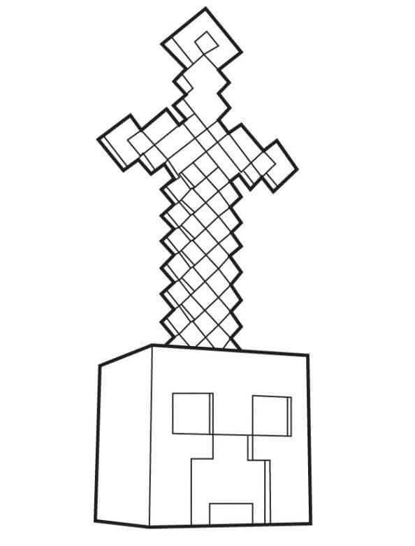 Sværd Og Zombie I Minecraft Tegninger til Farvelægning
