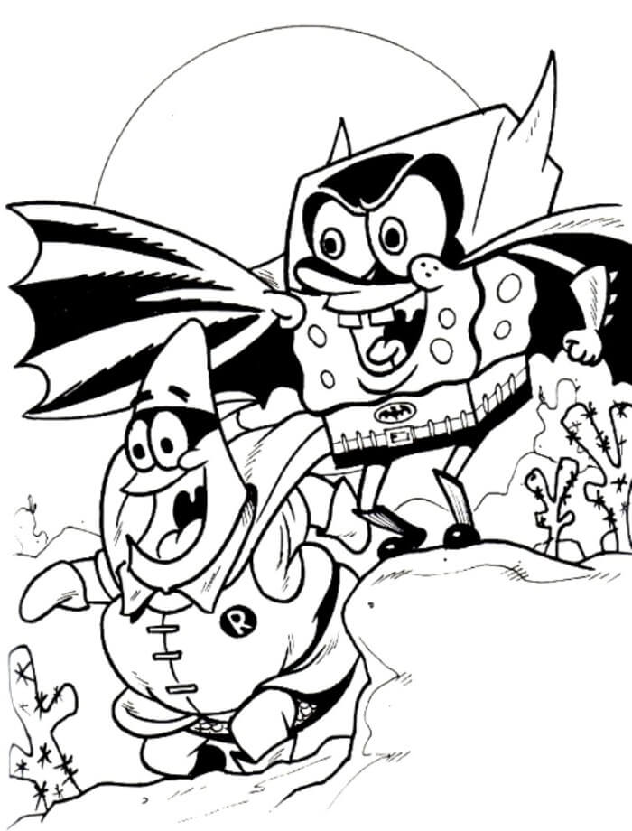 Svampebob I Batman-Kostume Tegninger til Farvelægning