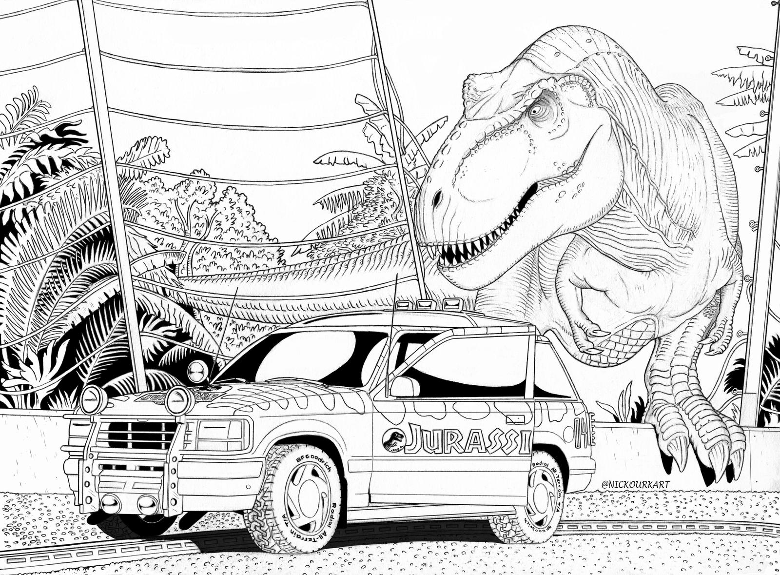 T-Rex-Udbrud Tegninger til Farvelægning