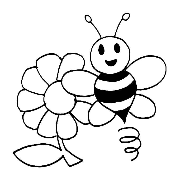 Tegning Af Bi Og Blomst Tegninger til Farvelægning