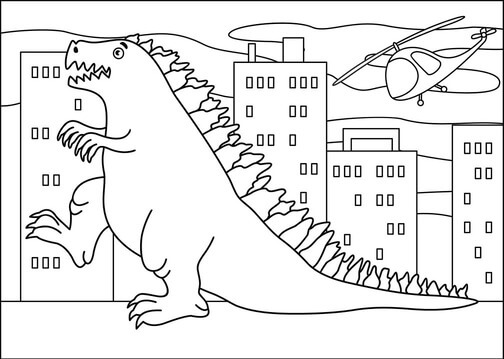 Tegning af Godzilla Tegninger til Farvelægning