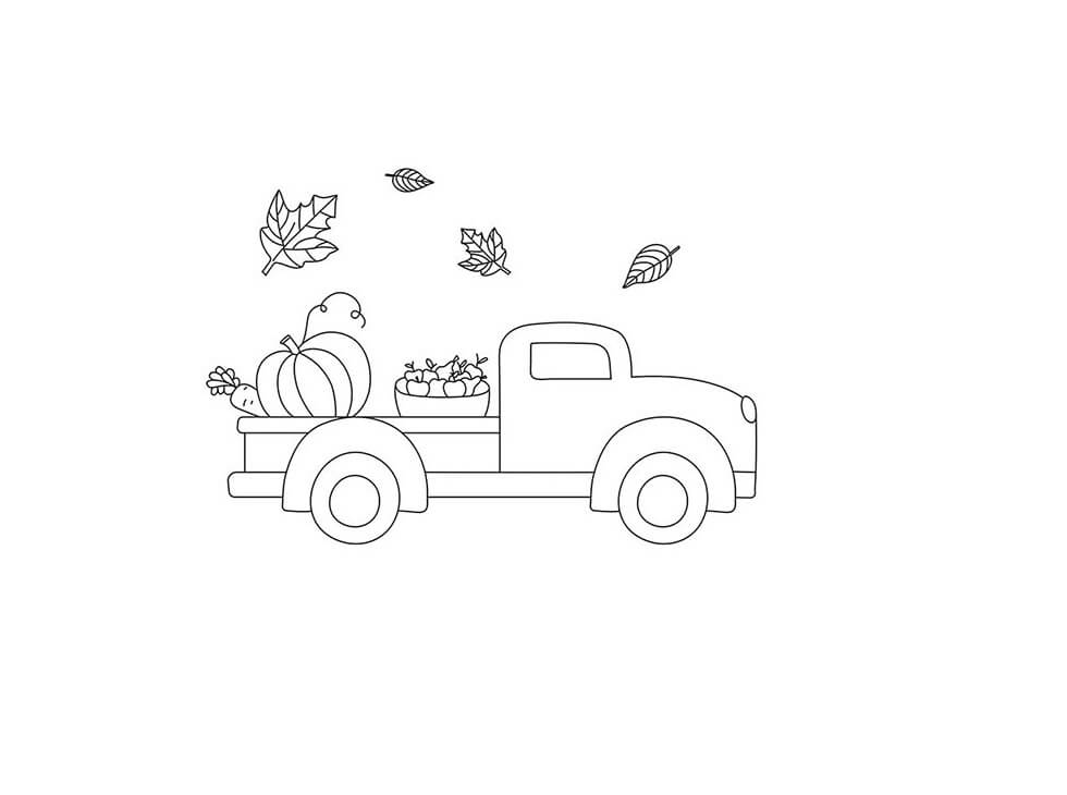 Thanksgiving Lastbil Tegninger til Farvelægning