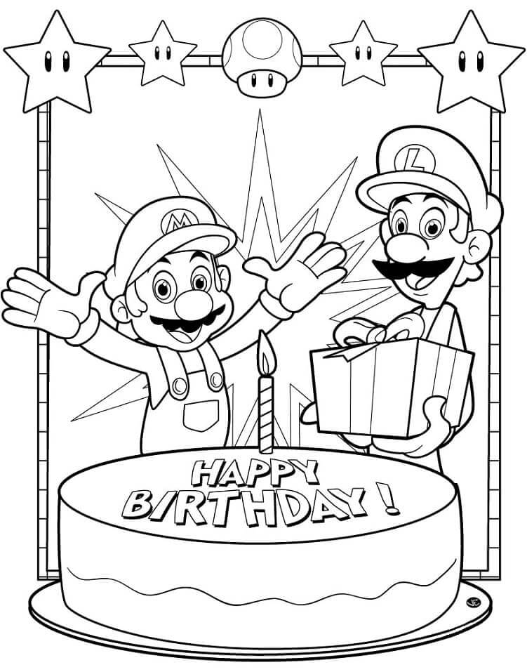 Tillykke Med Fødselsdagen Mario Tegninger til Farvelægning