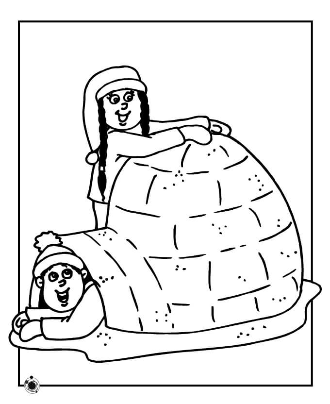 To piger med iglo Tegninger til Farvelægning