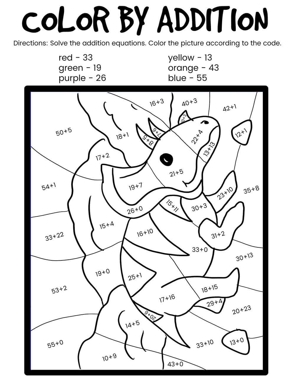 Triceratops Farve Efter Nummer Tegninger til Farvelægning
