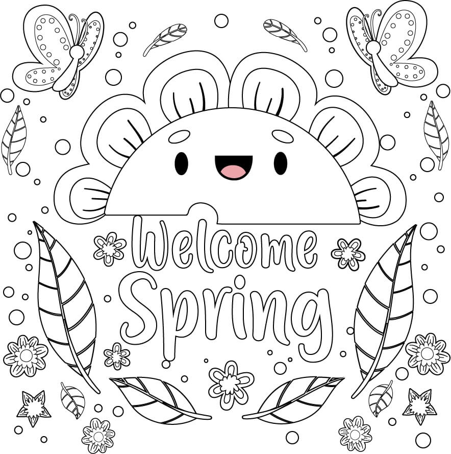 Velkommen Forår Mandala Tegninger til Farvelægning