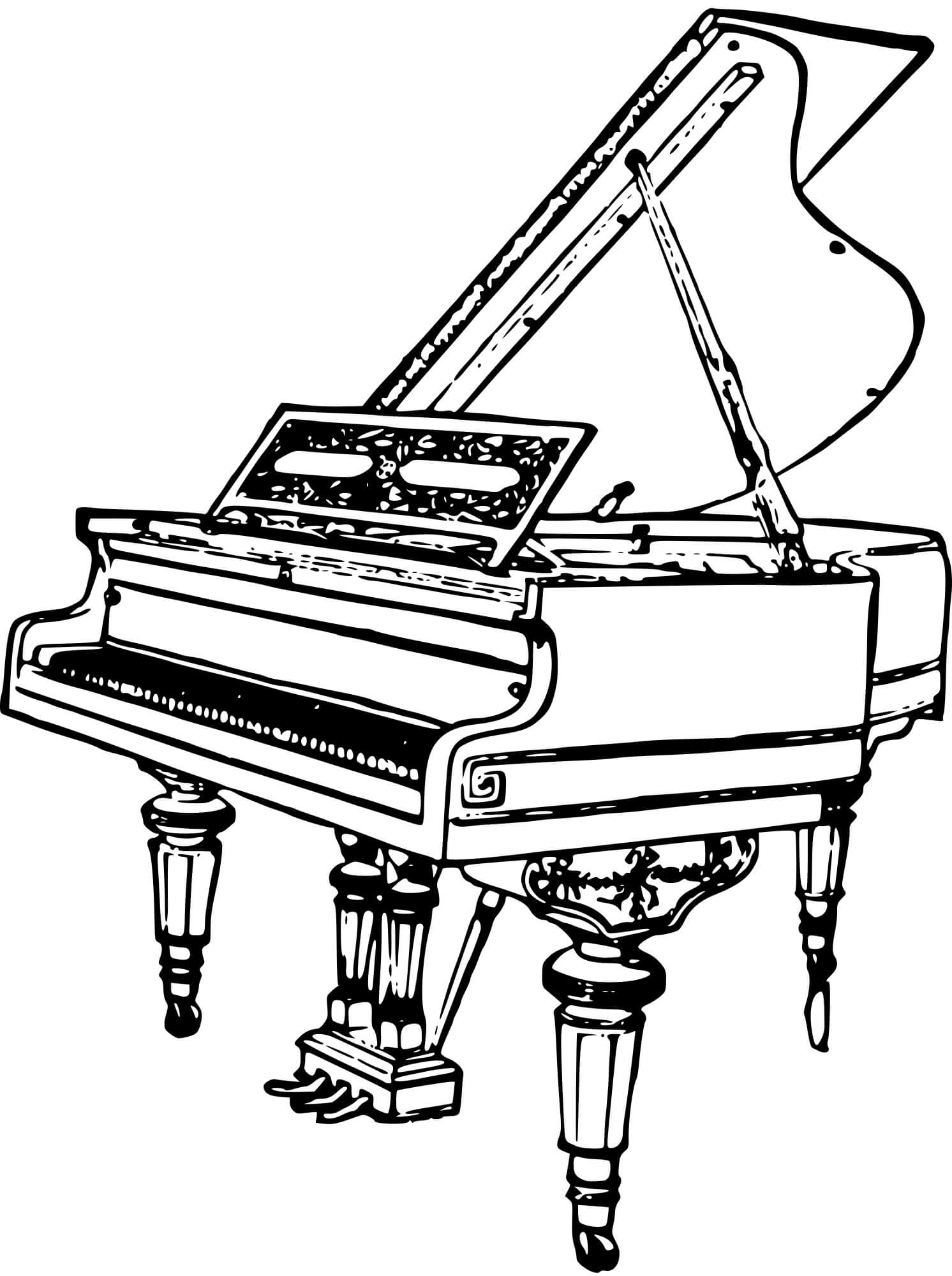 Vintage Klassisk Klaver Tegninger til Farvelægning