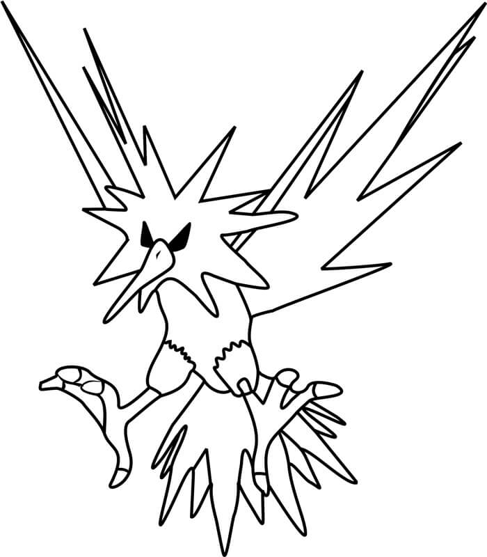 Zapdos Pokemon Tegninger til Farvelægning