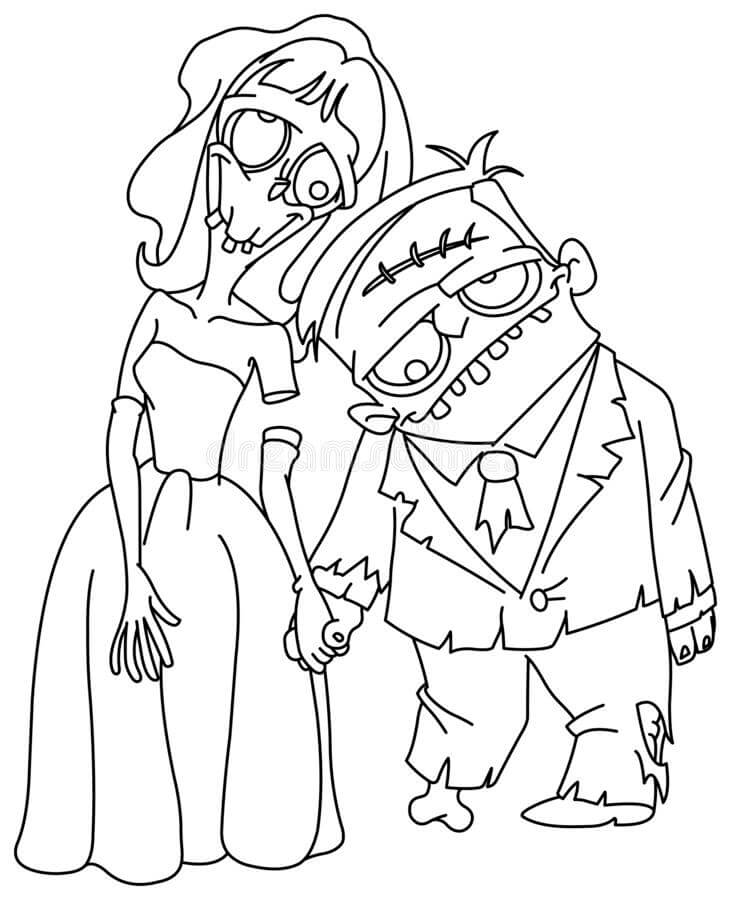Zombie Bryllup Tegninger til Farvelægning