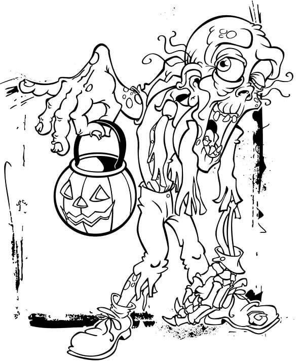Zombie Med Græskarlam Tegninger til Farvelægning