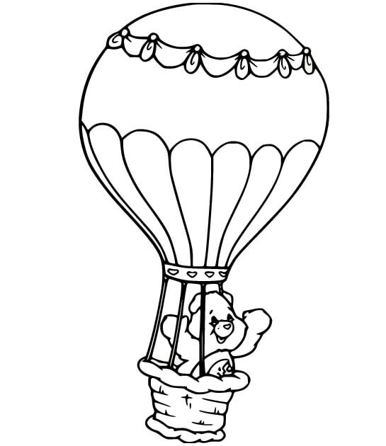 Bamse i Luftballon Tegninger til Farvelægning