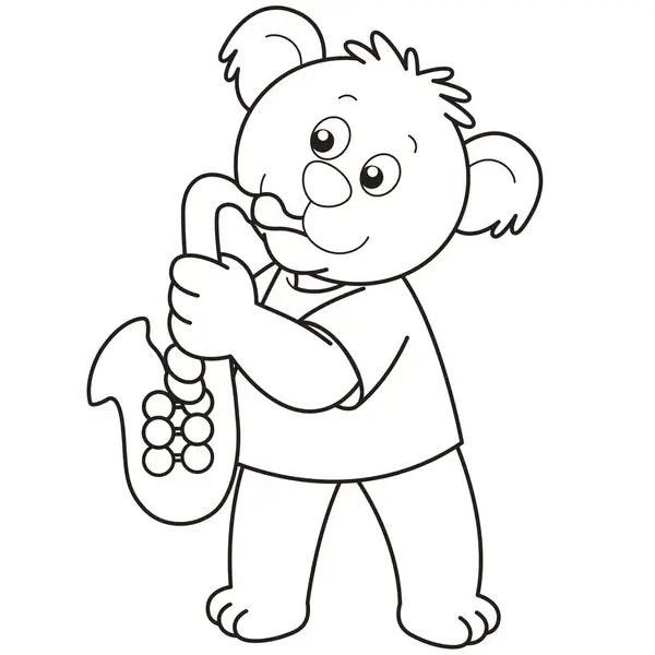 Bjørn spiller saxofon Tegninger til Farvelægning