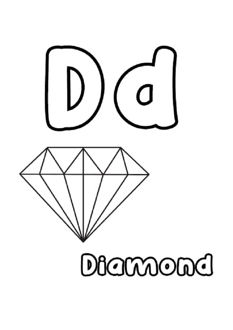 Bogstav D og diamant Tegninger til Farvelægning