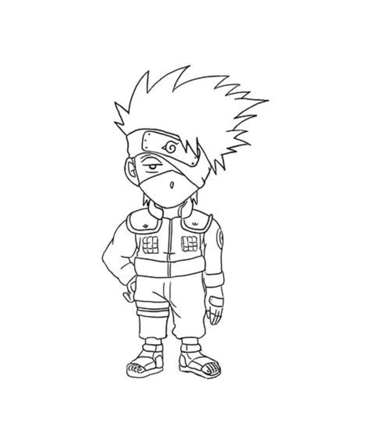 Chibi Kakashi stående Tegninger til Farvelægning